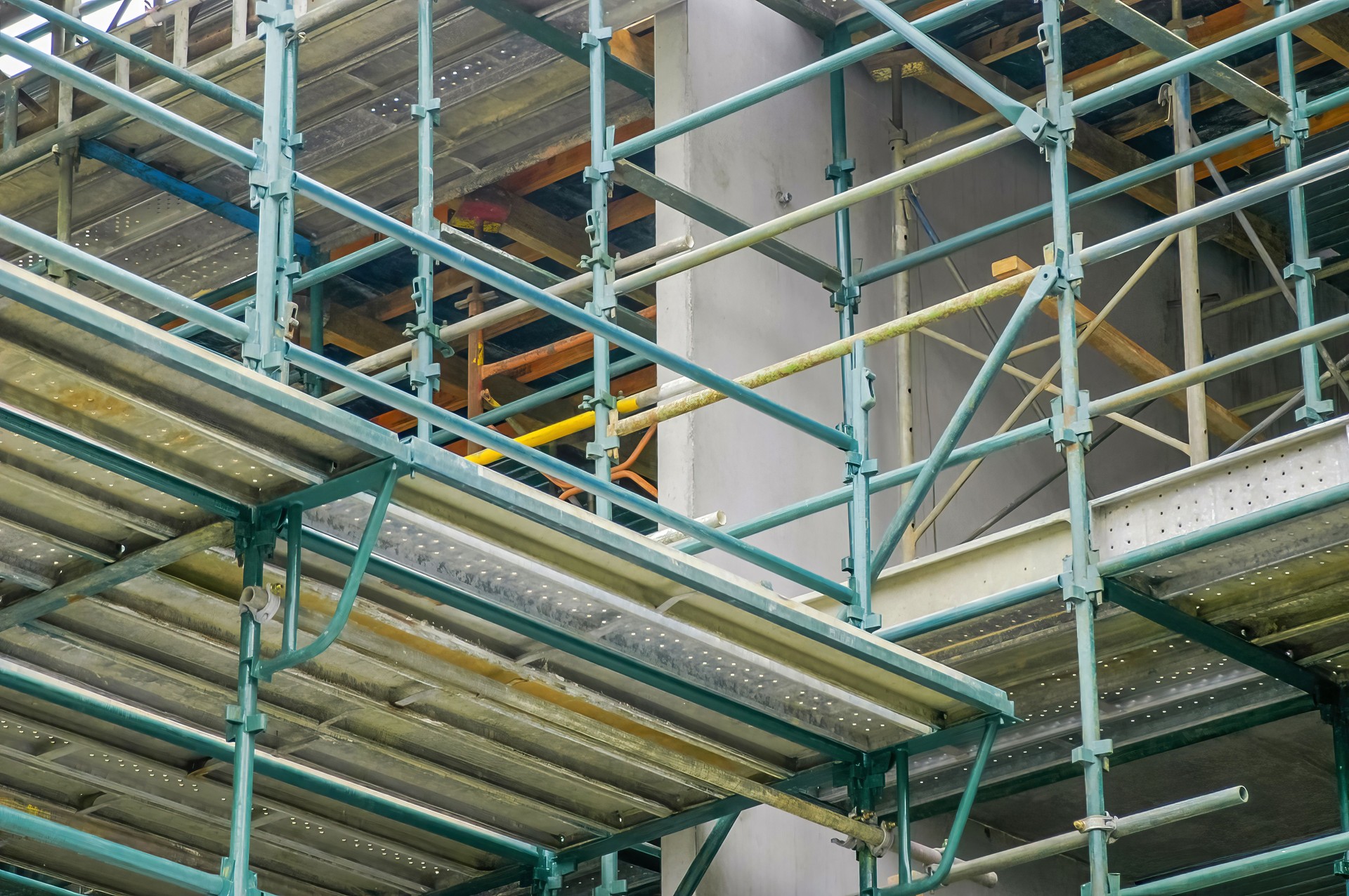 Scaffolding on a construction site