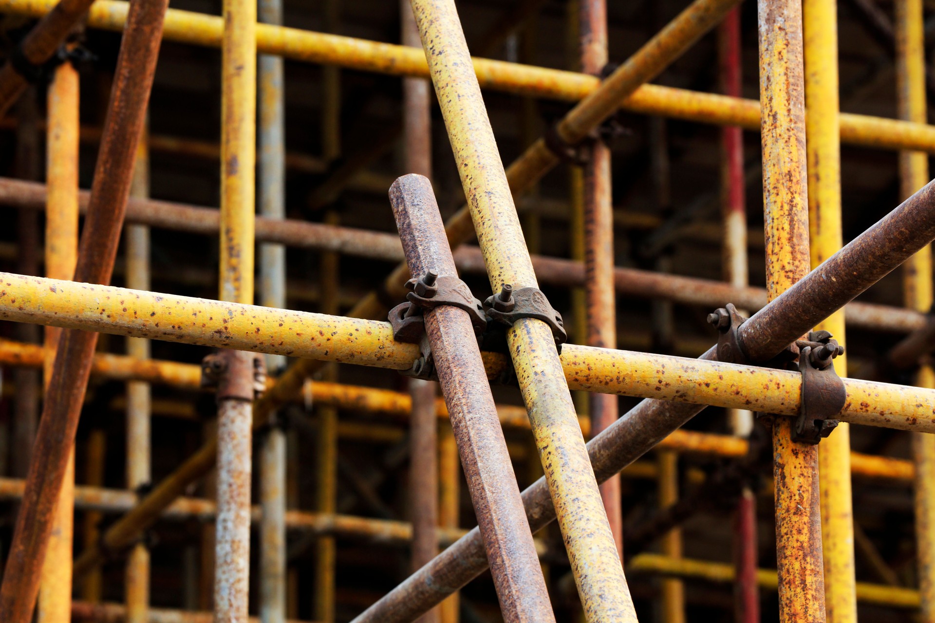 Scaffolding steel pipe at a construction site